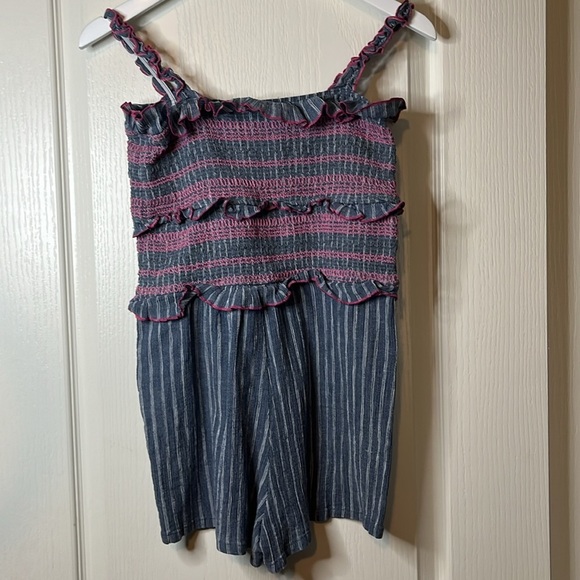 Sugar+Lips pink and blue embroidered romper. Size medium. Like new condition. - Picture 5 of 10